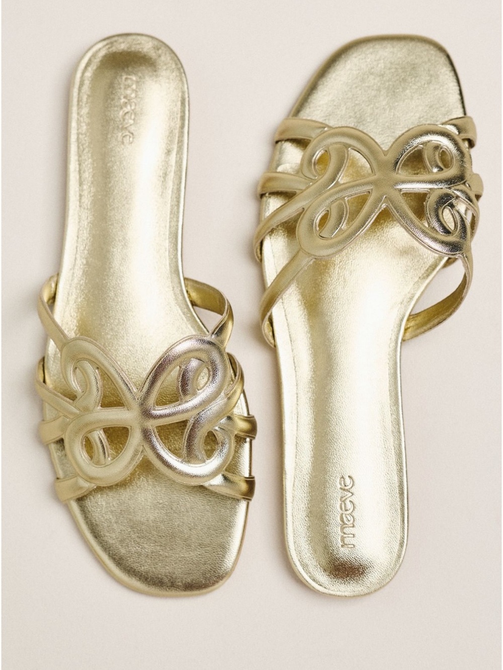 Maeve Logo Gold  Strap Slide Sandals New size 8